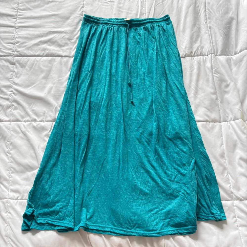 Faded Glory Maxi Skirt Womens 2X Blue Lined Elastic Waist Fairy Whimsy Beachy